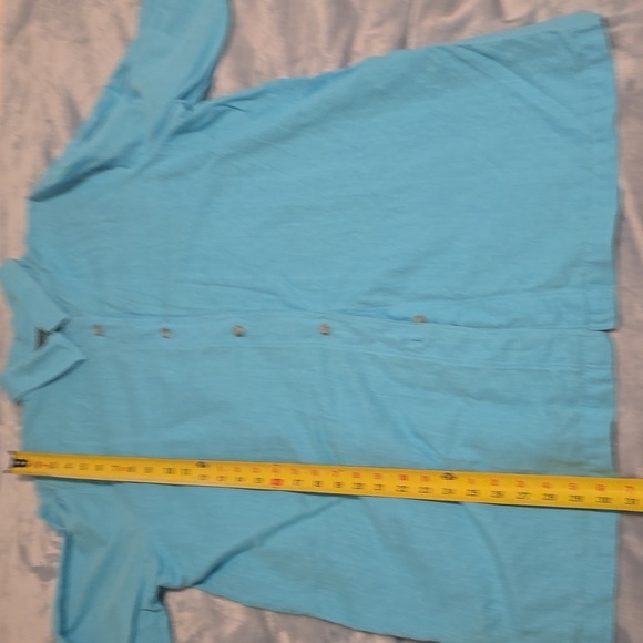 Harve Benard Sky Linen-Cotton Button Down Shirt / Tunic, Size 1X (0913) - Picture 5 of 6